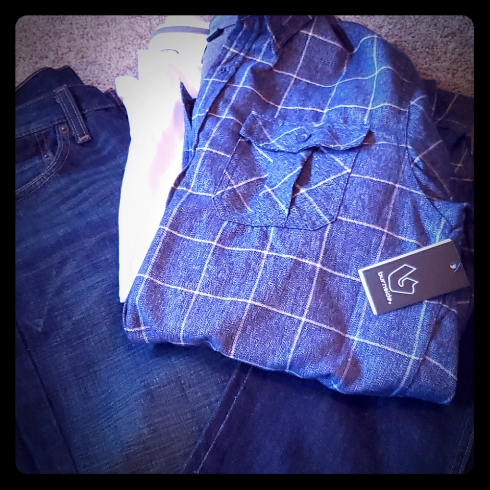 Blue flannel button up